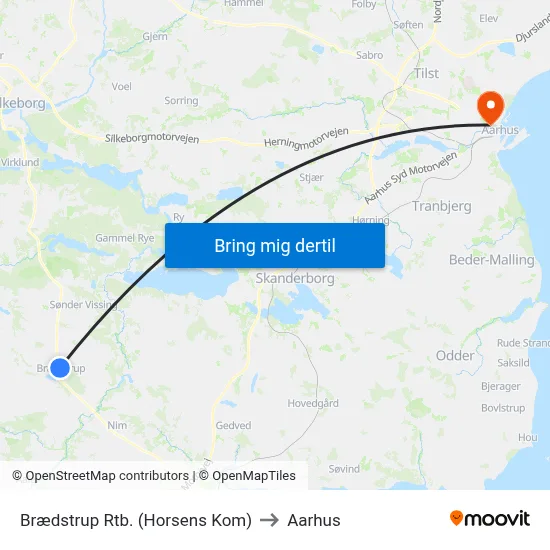 Brædstrup Rtb. (Horsens Kom) to Aarhus map