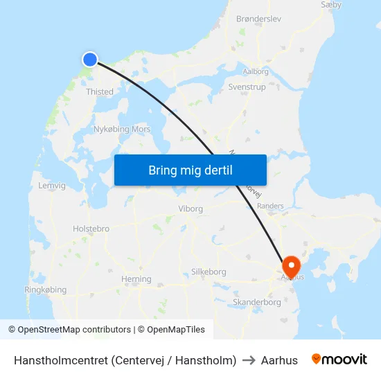 Hanstholmcentret (Centervej / Hanstholm) to Aarhus map