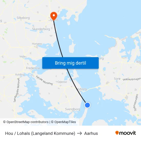 Hou / Lohals (Langeland Kommune) to Aarhus map