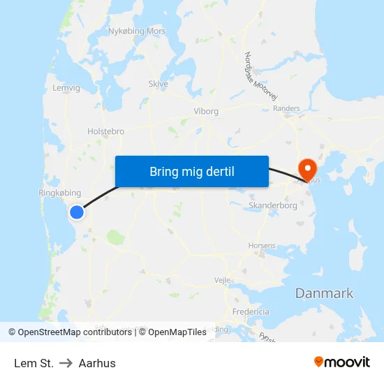 Lem St. to Aarhus map