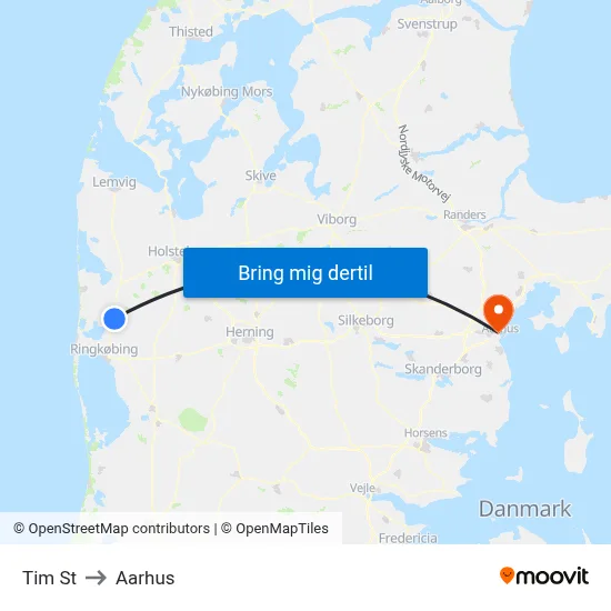 Tim St to Aarhus map