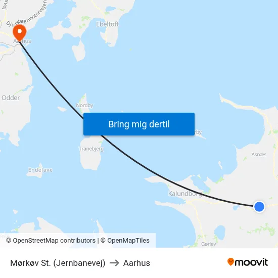 Mørkøv St. (Jernbanevej) to Aarhus map