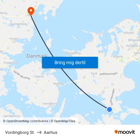 Vordingborg St. to Aarhus map