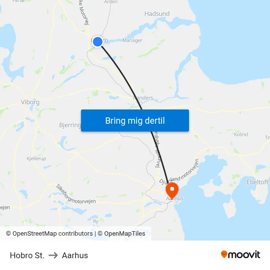 Hobro St. to Aarhus map