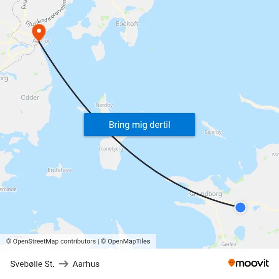 Svebølle St. to Aarhus map