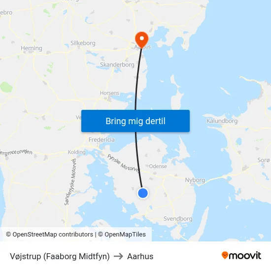 Vøjstrup (Faaborg Midtfyn) to Aarhus map