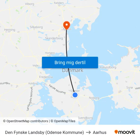 Den Fynske Landsby (Odense Kommune) to Aarhus map