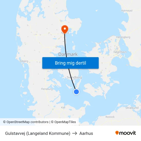 Gulstavvej (Langeland Kommune) to Aarhus map