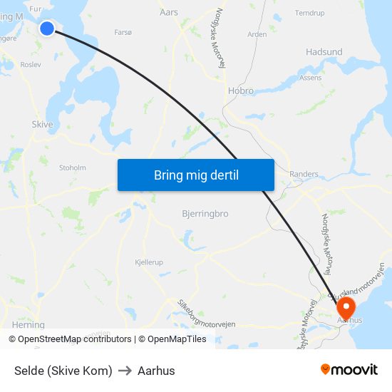 Selde (Skive Kom) to Aarhus map