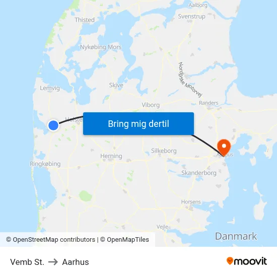 Vemb St. to Aarhus map