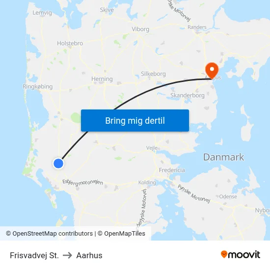 Frisvadvej St. to Aarhus map