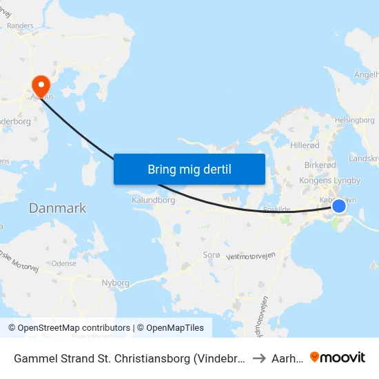 Gammel Strand St. Christiansborg (Vindebrogade) to Aarhus map