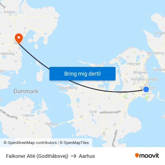 Falkoner Allé (Godthåbsvej) to Aarhus map