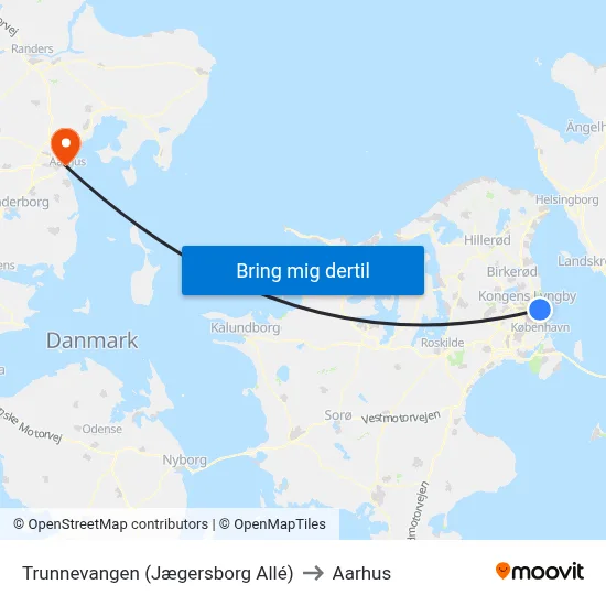Trunnevangen (Jægersborg Allé) to Aarhus map