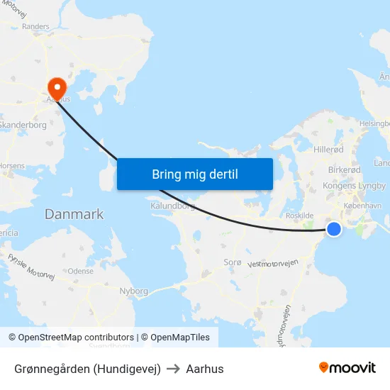 Grønnegården (Hundigevej) to Aarhus map