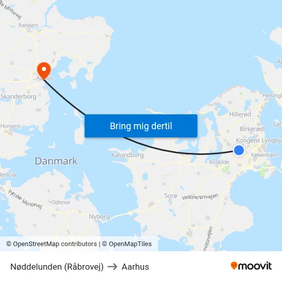 Nøddelunden (Råbrovej) to Aarhus map