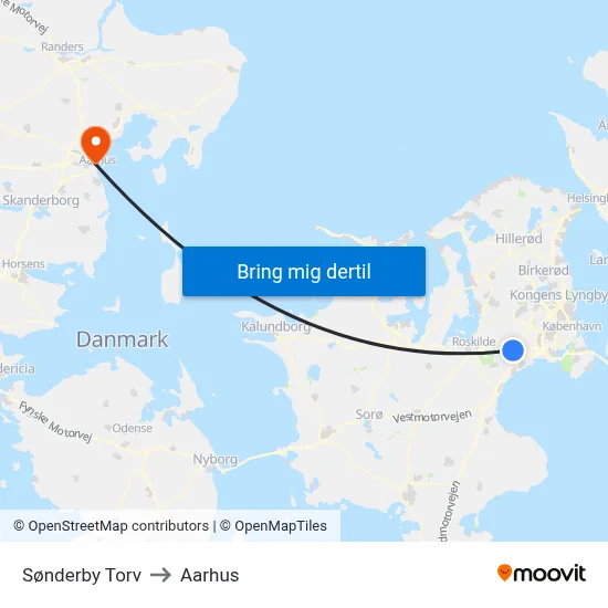 Sønderby Torv to Aarhus map