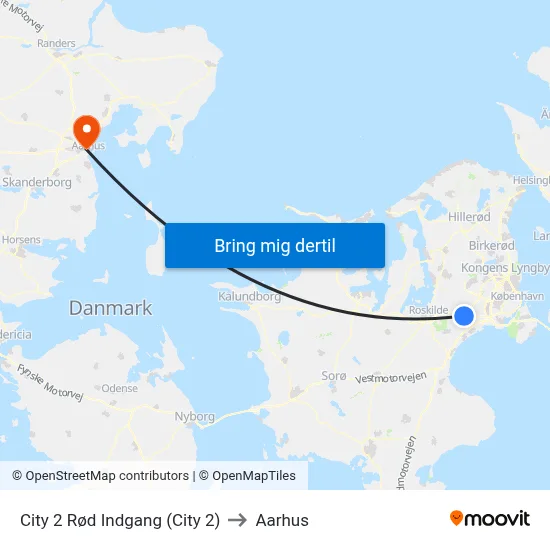 City 2 Rød Indgang (City 2) to Aarhus map