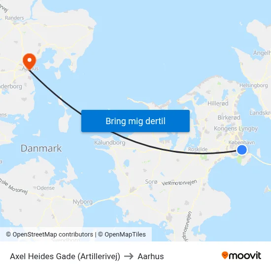 Axel Heides Gade (Artillerivej) to Aarhus map