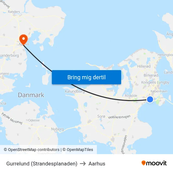 Gurrelund (Strandesplanaden) to Aarhus map