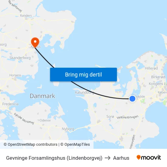 Gevninge Forsamlingshus (Lindenborgvej) to Aarhus map