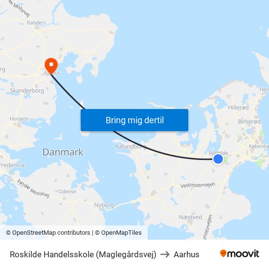 Roskilde Handelsskole (Maglegårdsvej) to Aarhus map