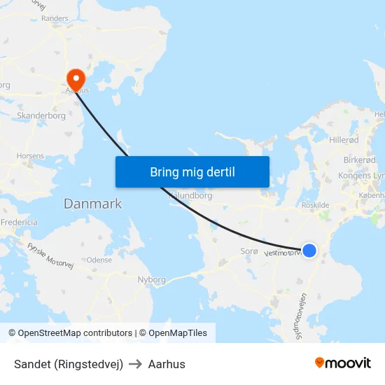 Sandet (Ringstedvej) to Aarhus map