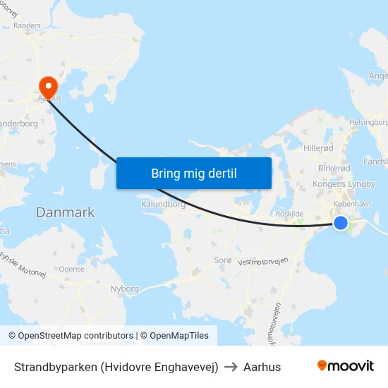 Strandbyparken (Hvidovre Enghavevej) to Aarhus map