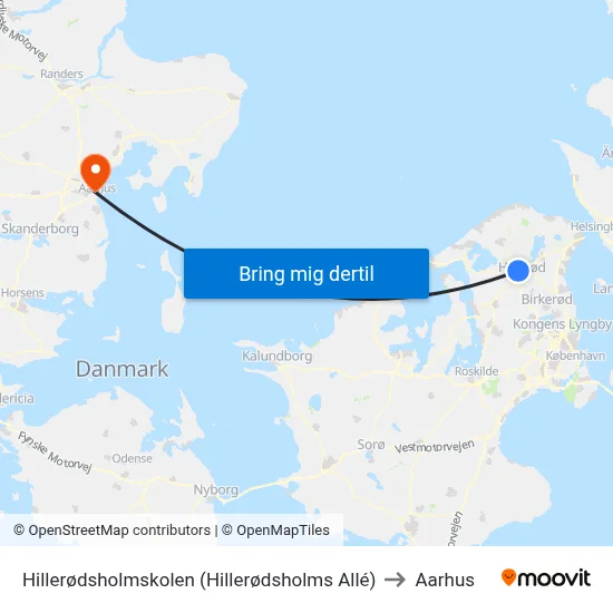 Hillerødsholmskolen (Hillerødsholms Allé) to Aarhus map