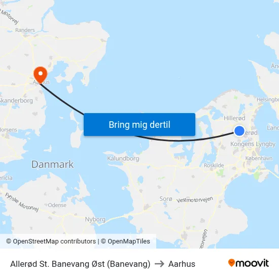 Allerød St. Banevang Øst (Banevang) to Aarhus map
