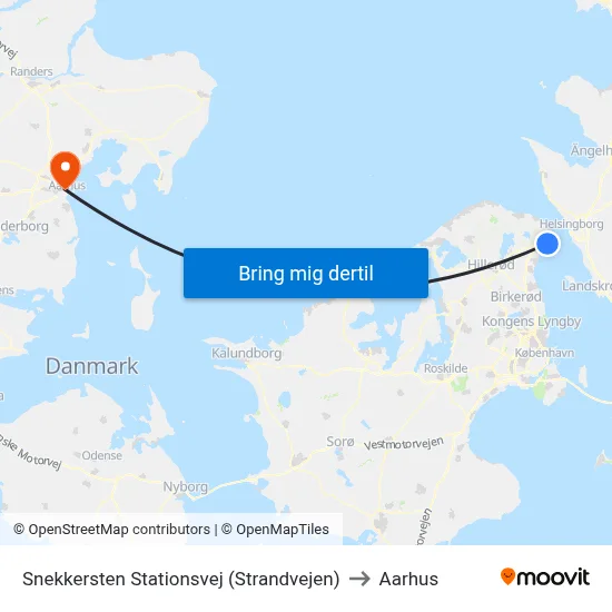 Snekkersten Stationsvej (Strandvejen) to Aarhus map