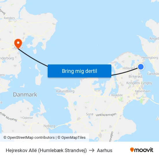 Hejreskov Allé (Humlebæk Strandvej) to Aarhus map