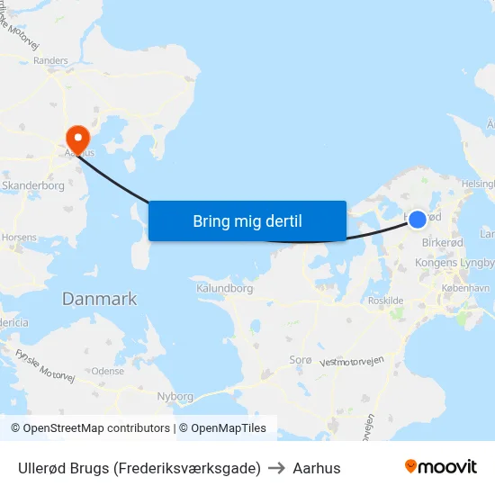 Ullerød Brugs (Frederiksværksgade) to Aarhus map