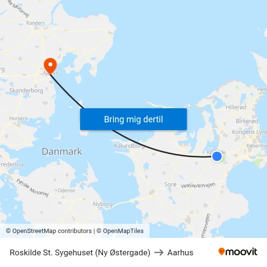 Roskilde St. Sygehuset (Ny Østergade) to Aarhus map