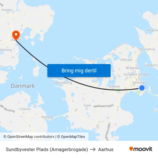 Sundbyvester Plads (Amagerbrogade) to Aarhus map