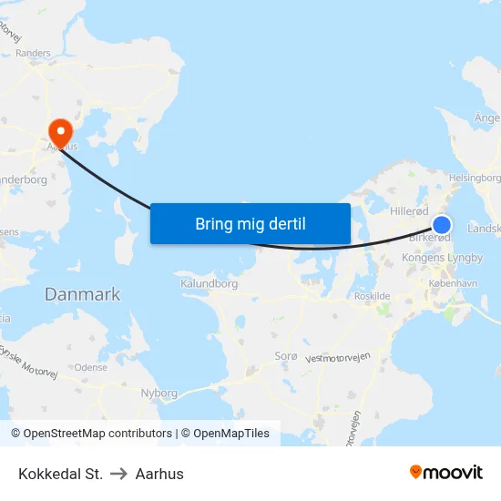 Kokkedal St. to Aarhus map