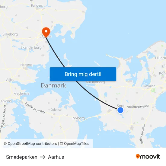 Smedeparken to Aarhus map