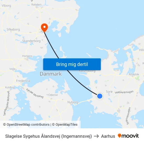 Slagelse Sygehus Ålandsvej (Ingemannsvej) to Aarhus map