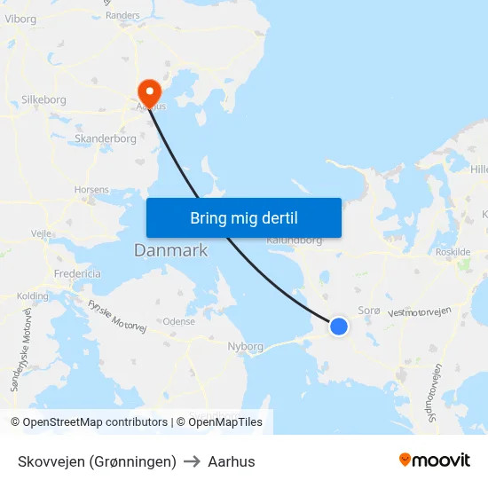 Skovvejen (Grønningen) to Aarhus map
