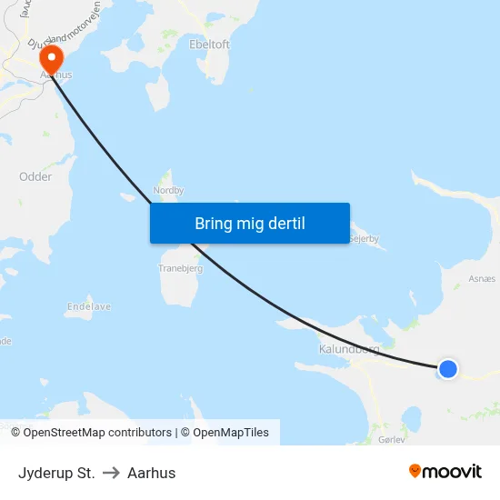 Jyderup St. to Aarhus map