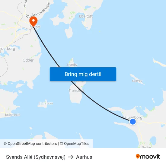 Svends Allé (Sydhavnsvej) to Aarhus map