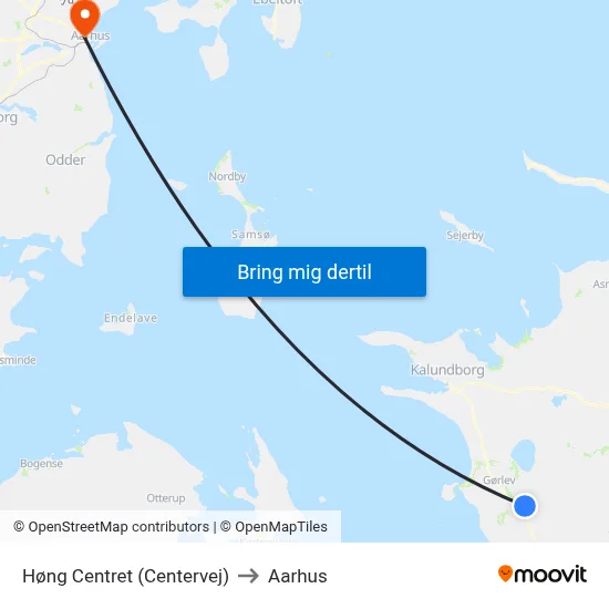 Høng Centret (Centervej) to Aarhus map