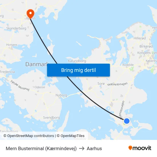 Mern Busterminal (Kærmindevej) to Aarhus map