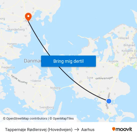 Tappernøje Rødlersvej (Hovedvejen) to Aarhus map