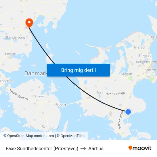 Faxe Sundhedscenter (Præstøvej) to Aarhus map
