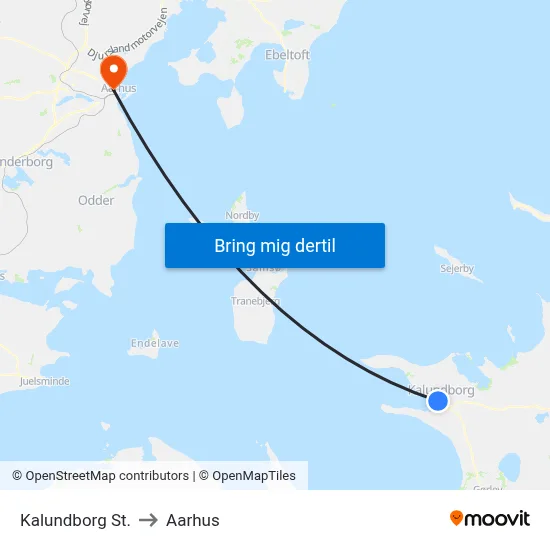 Kalundborg St. to Aarhus map