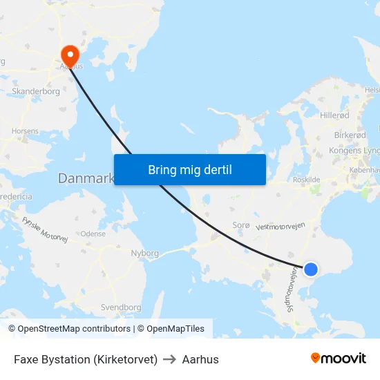 Faxe Bystation (Kirketorvet) to Aarhus map