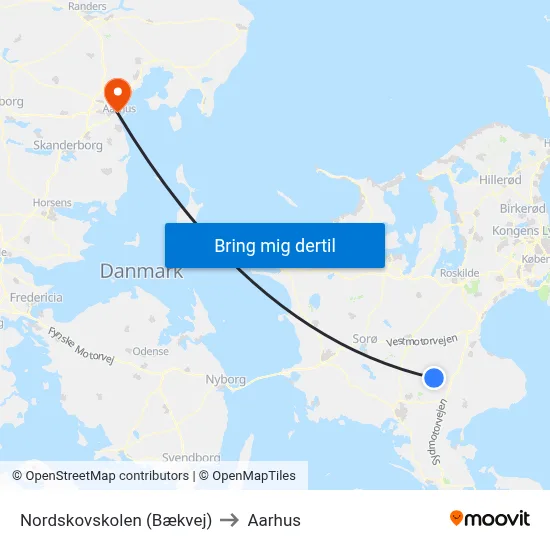 Nordskovskolen (Bækvej) to Aarhus map