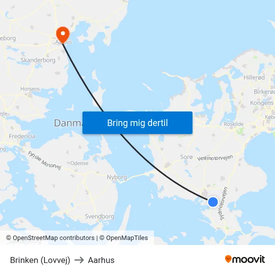 Brinken (Lovvej) to Aarhus map