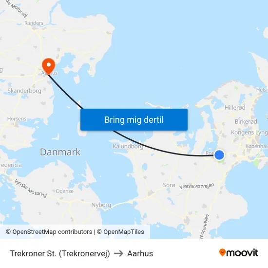Trekroner St. (Trekronervej) to Aarhus map